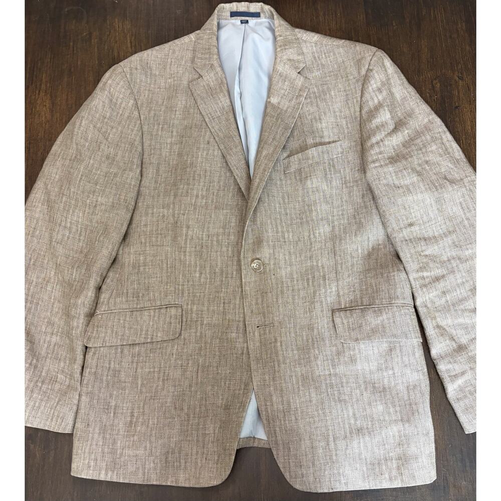 Jos A Bank 1905 Tailored Fit Blazer 100% Linen Jacket Size 40 Short Herringbone
